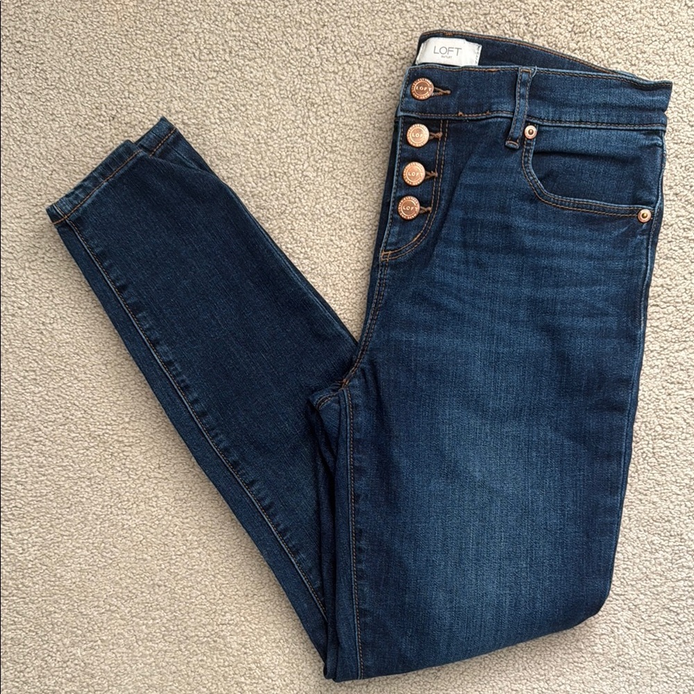 Loft Button Front Modern Skinny High Rise Jeans